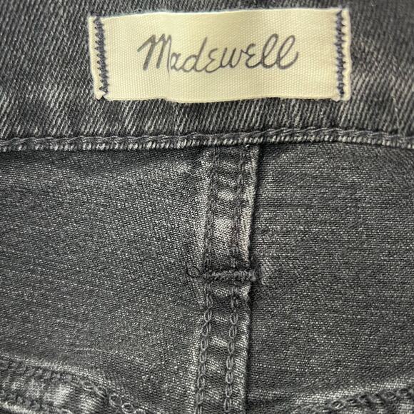 Madewell Aged Black Denim Skirt Women’s Size 27 Stretch Straight Raw Hem - Picture 3 of 5